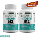 Hayat Vitamins Vegan Natural Vitamin B12 1000 MCG, Fast Dissolve, Certified Halal, 60 Tablets (Pack of 2)
