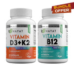 BUNDLE OFFER - Vitamin D3 + K2 (5000IU + 100MCG) + Vitamin B12 1000MG, Certified Halal