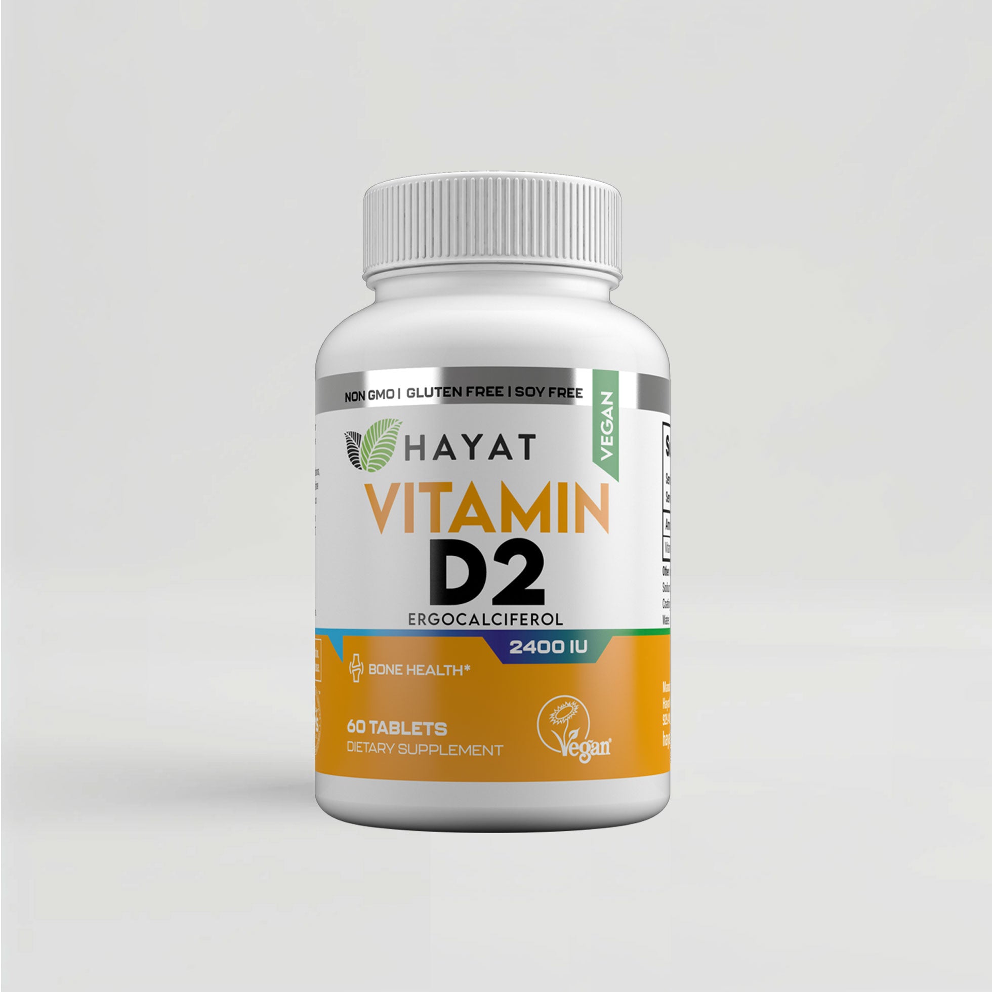 Hayat Vitamins Vegan Natural Vitamin D2 2400 IU