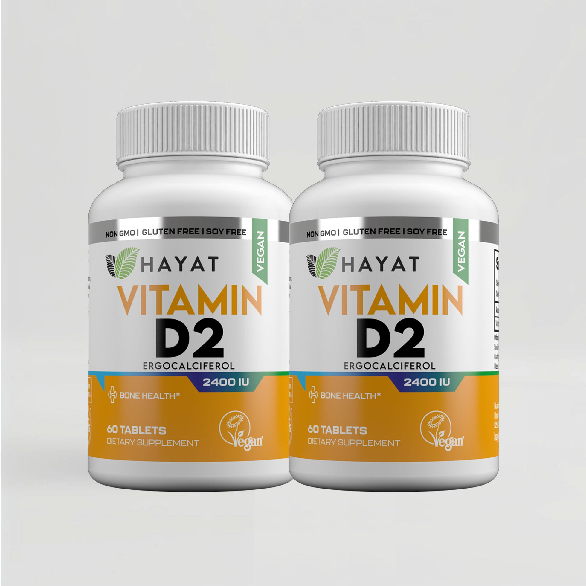 Hayat Vitamins Halal-Certified Vegan Vitamin D2 2400 IU (Pack of 2)
