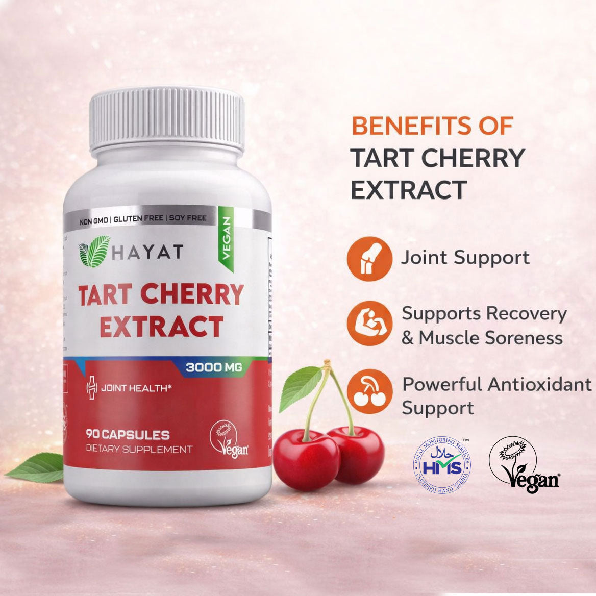 Hayat Vitamins Halal-Certified Vegan Tart Cherry Extract 3000 MG