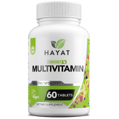 Hayat Vitamins Vegan Natural Multivitamin & Mineral Supplement, Certified Halal, 60 Tablets